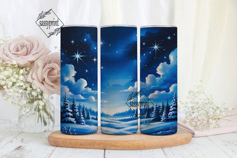 Winter Starry Night Forest 20oz Tumbler Sublimation sassyprint 