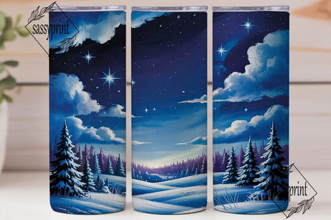 Winter Starry Night Forest 20oz Tumbler Sublimation sassyprint 