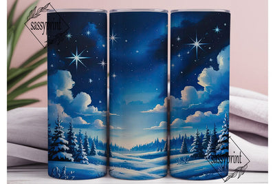 Winter Starry Night Forest 20oz Tumbler Sublimation sassyprint 