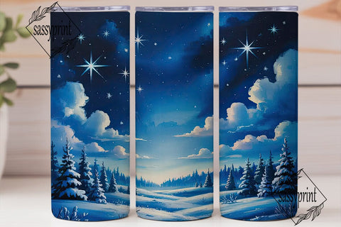 Winter Starry Night Forest 20oz Tumbler Sublimation sassyprint 