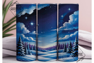 Winter Starry Night Forest 20oz Tumbler Sublimation sassyprint 