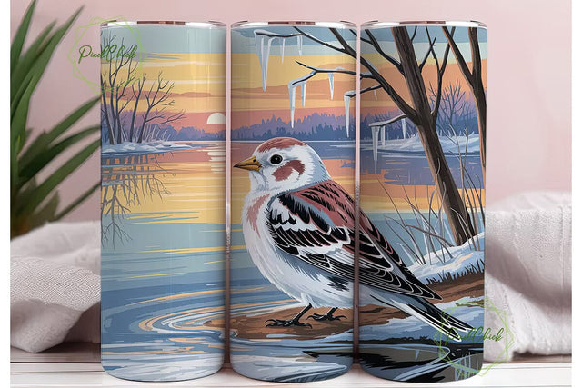 Winter Sunset Bird 20oz Tumbler Wrap Sublimation PixelChick 