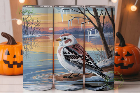 Winter Sunset Bird 20oz Tumbler Wrap Sublimation PixelChick 