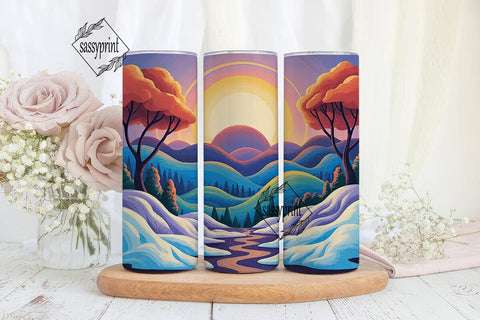 Winter Sunset Landscape 20oz Tumbler Sublimation sassyprint 