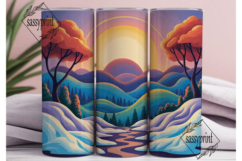 Winter Sunset Landscape 20oz Tumbler Sublimation sassyprint 