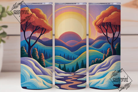 Winter Sunset Landscape 20oz Tumbler Sublimation sassyprint 