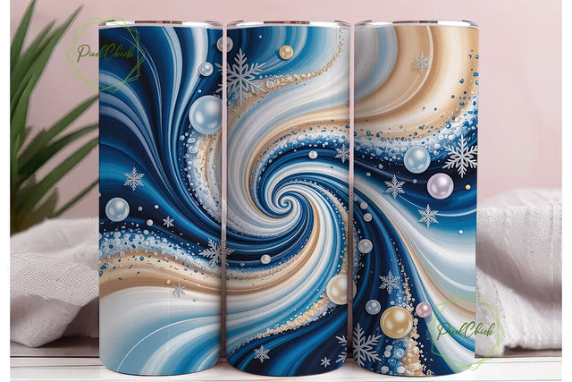 Winter Swirl Snowflakes 20oz Design Sublimation PixelChick 
