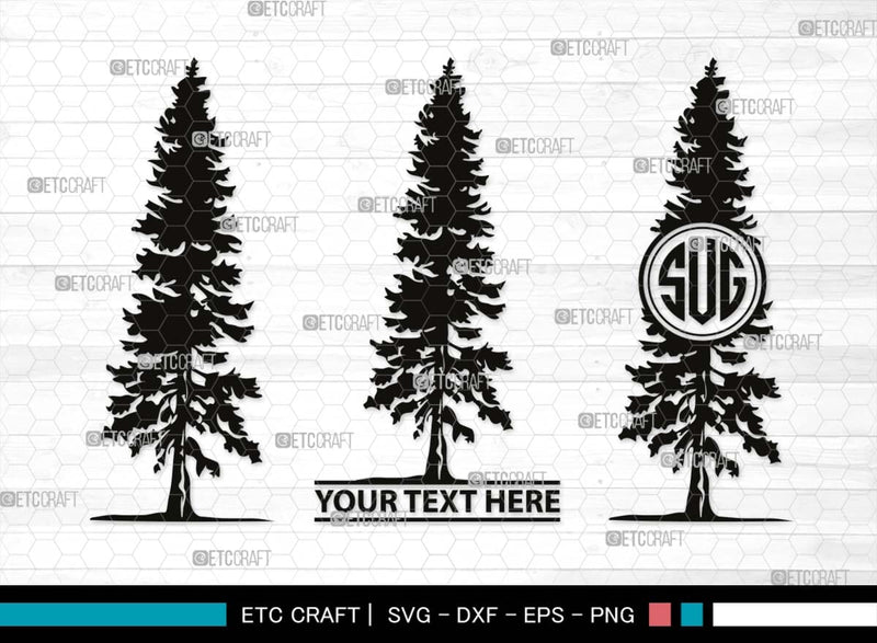 Winter Tree Monogram, Winter Tree Silhouette, Winter Tree SVG, Pine Svg ...