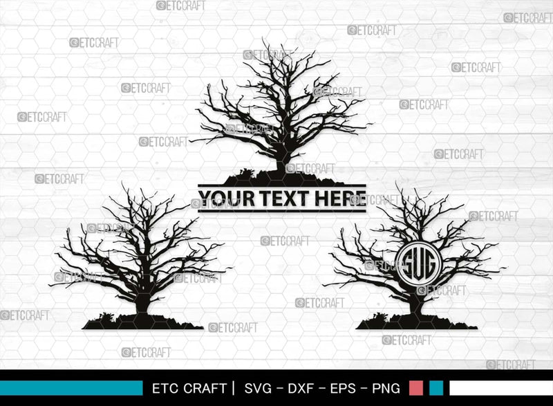 Winter Tree Monogram, Winter Tree Silhouette, Winter Tree SVG, Pine Svg ...