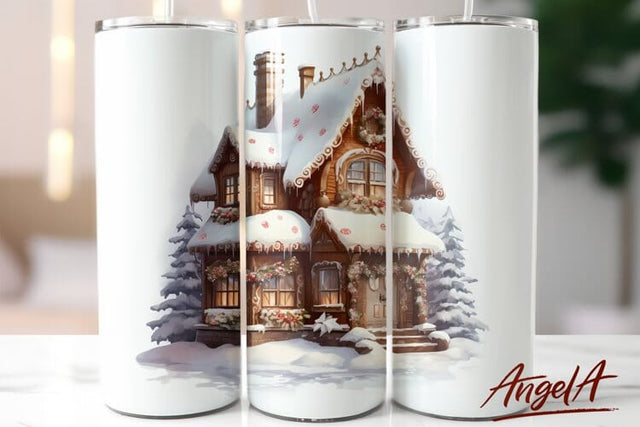 Winter tumbler sublimation 20 oz tumbler, Christmas house Sublimation Angelina Semenova 