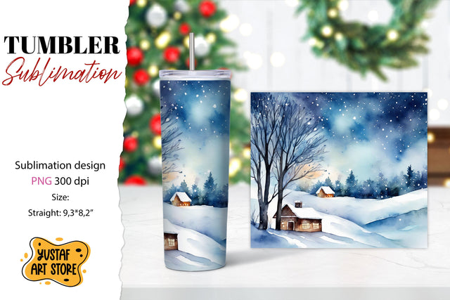 Winter tumbler wrap. Christmas tumbler sublimation. Sublimation Yustaf Art Store 