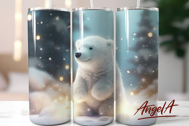 Winter tumbler wrap / polar baby bear tumbler / polar bear Sublimation Angelina Semenova 