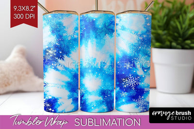 Winter Tumbler Wrap - Tie Dye Tumbler Sublimation Sublimation OrangeBrushStudio 