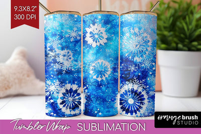 Winter Tumbler Wrap - Tie Dye Tumbler Sublimation Sublimation OrangeBrushStudio 