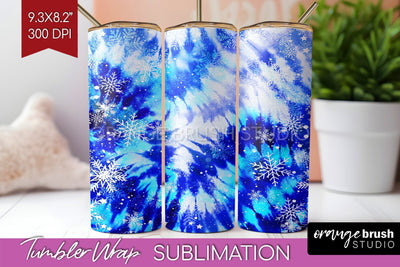 Winter Tumbler Wrap - Tie Dye Tumbler Sublimation Sublimation OrangeBrushStudio 