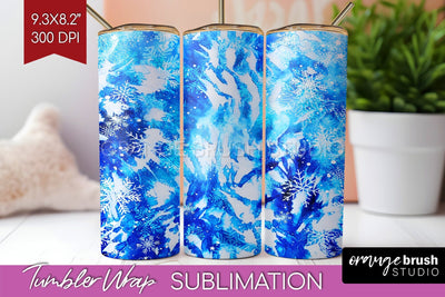 Winter Tumbler Wrap - Tie Dye Tumbler Sublimation Sublimation OrangeBrushStudio 