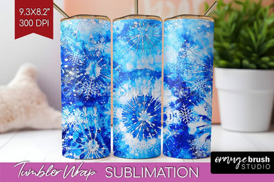 Winter Tumbler Wrap - Tie Dye Tumbler Sublimation Sublimation OrangeBrushStudio 