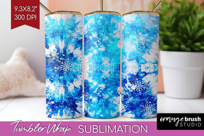Winter Tumbler Wrap - Tie Dye Tumbler Sublimation Sublimation OrangeBrushStudio 