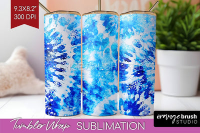 Winter Tumbler Wrap - Tie Dye Tumbler Sublimation Sublimation OrangeBrushStudio 