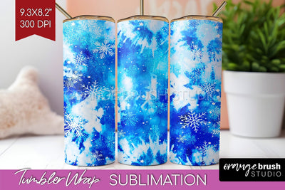 Winter Tumbler Wrap - Tie Dye Tumbler Sublimation Sublimation OrangeBrushStudio 