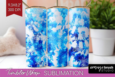 Winter Tumbler Wrap - Tie Dye Tumbler Sublimation Sublimation OrangeBrushStudio 