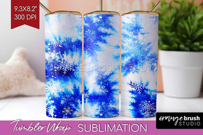 Winter Tumbler Wrap - Tie Dye Tumbler Sublimation Sublimation OrangeBrushStudio 