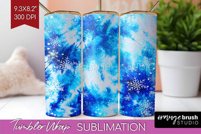 Winter Tumbler Wrap - Tie Dye Tumbler Sublimation Sublimation OrangeBrushStudio 