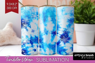 Winter Tumbler Wrap - Tie Dye Tumbler Sublimation Sublimation OrangeBrushStudio 