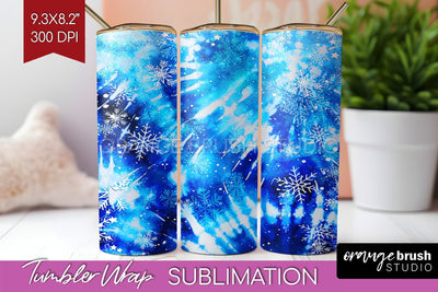 Winter Tumbler Wrap - Tie Dye Tumbler Sublimation Sublimation OrangeBrushStudio 