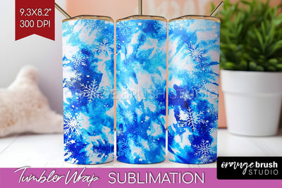 Winter Tumbler Wrap - Tie Dye Tumbler Sublimation Sublimation OrangeBrushStudio 