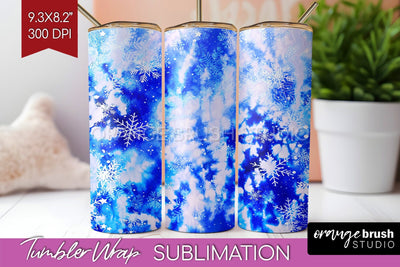 Winter Tumbler Wrap - Tie Dye Tumbler Sublimation Sublimation OrangeBrushStudio 