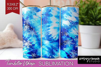 Winter Tumbler Wrap - Tie Dye Tumbler Sublimation Sublimation OrangeBrushStudio 
