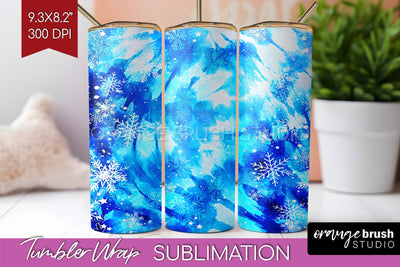 Winter Tumbler Wrap - Tie Dye Tumbler Sublimation Sublimation OrangeBrushStudio 