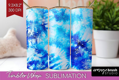 Winter Tumbler Wrap - Tie Dye Tumbler Sublimation Sublimation OrangeBrushStudio 