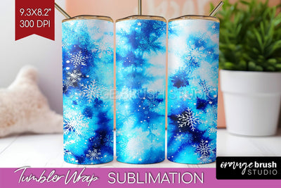 Winter Tumbler Wrap - Tie Dye Tumbler Sublimation Sublimation OrangeBrushStudio 