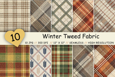 Winter Tweed Fabric Digital Paper - Warm Herringbone Textile Seamless Patterns Digital Pattern FloridPrintables 