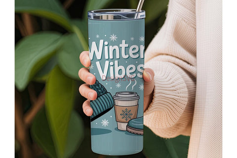 Winter Vibes 20oz Tumbler Wrap Sublimation DesignSVG 