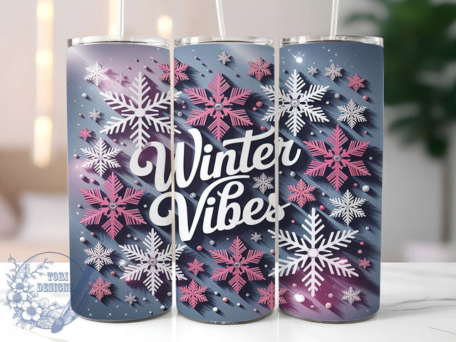Winter Vibes Snowflake Tumbler, Snowflake Vibes Wrap, Chill Season Sublimation Design, 20oz Winter Vibes Tumbler, Frosty Snowflake Art, Whimsical Winter Mug, Cozy Holiday Cup Sublimation ToriDesigns 