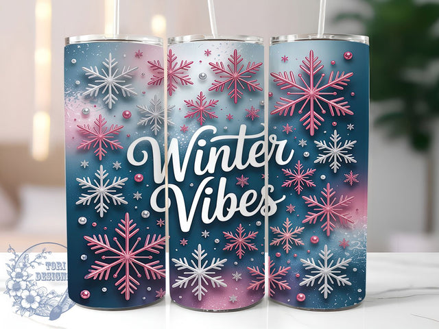 Winter Vibes Snowflake Tumbler, Snowflake Vibes Wrap, Chill Season Sublimation Design, 20oz Winter Vibes Tumbler, Frosty Snowflake Art, Whimsical Winter Mug, Cozy Holiday Cup Sublimation ToriDesigns 