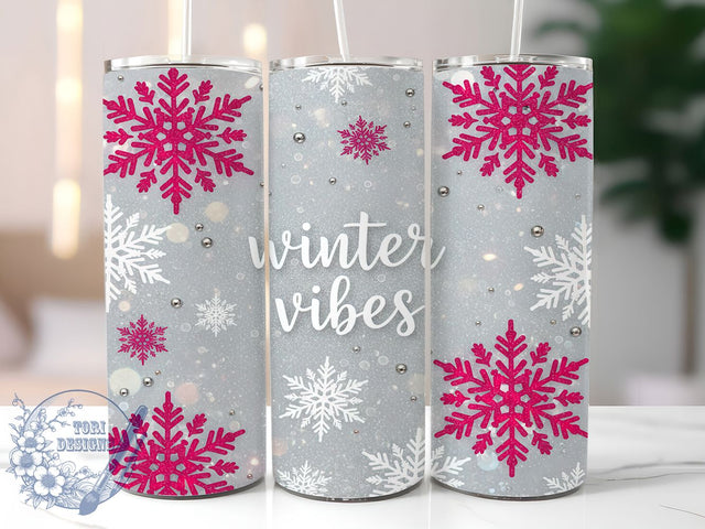 Winter Vibes Snowflake Tumbler, Snowflake Vibes Wrap, Chill Season Sublimation Design, 20oz Winter Vibes Tumbler, Frosty Snowflake Art, Whimsical Winter Mug, Cozy Holiday Cup Sublimation ToriDesigns 