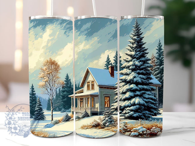 Winter Village 20oz Skinny Tumbler Sublimation Design Straight & Tapered PNG, winter village thermos, winter village drinkware Sublimation ToriDesigns 