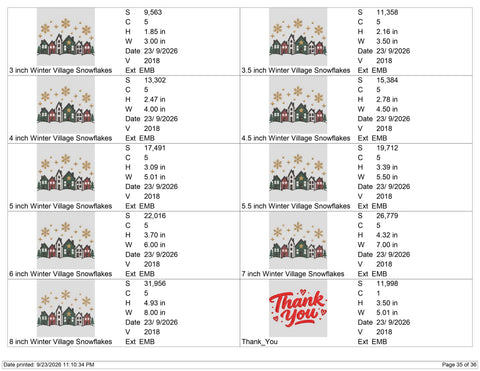 Winter Village Embroidery Design – Christmas Houses Snowflakes Holiday Machine Embroidery File Embroidery/Applique DESIGNS PatternFeed8 