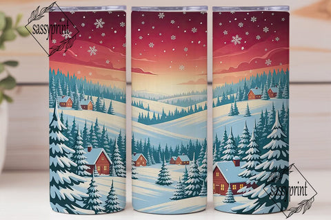 Winter Village Snow 20oz Tumbler Wrap Sublimation sassyprint 