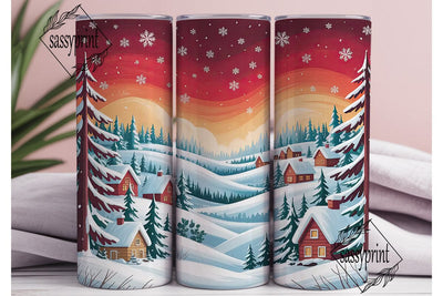 Winter Village Snow 20oz Tumbler Wrap Sublimation sassyprint 