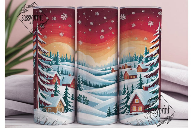 Winter Village Snow 20oz Tumbler Wrap Sublimation sassyprint 