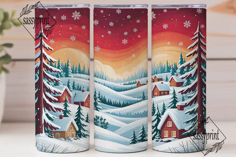 Winter Village Snow 20oz Tumbler Wrap Sublimation sassyprint 