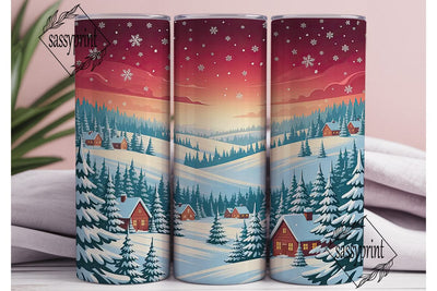 Winter Village Snow 20oz Tumbler Wrap Sublimation sassyprint 