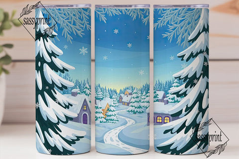 Winter Village Snowy Forest 20oz Tumbler Sublimation sassyprint 