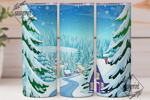 Winter Village Snowy Forest 20oz Tumbler Sublimation sassyprint 