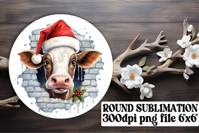 Winter Whimsy with Christmas Cow Sublimation - Circle Delight Sublimation afrosvg 